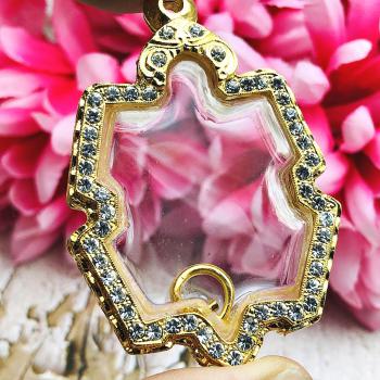 BLANK EMPTY METAL FRAME CASE THAI AMULET GOLD MICRON 24K DIAMOND GEM TURTLE 4.5CM