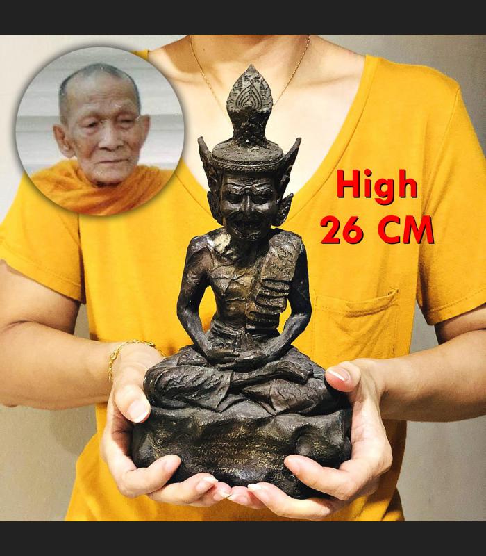 Bronze Statue Poosing Lersri Hemit Master Lucky Kalong Be2552 Thai Amulet #16481