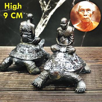 Large 9cm Bronze Statue Meditation Ride Turtle Lp Liew Be2543 Thai Amulet #16482