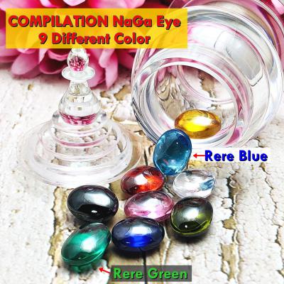 Mix 9pcs Naga Eye Leklai Magic Lucky Gem Stone Egg Oval Stupa Thai Amulet #16505