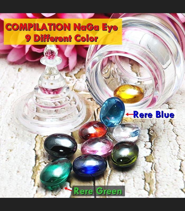 Mix 9pcs Naga Eye Leklai Magic Lucky Gem Stone Egg Oval Stupa Thai Amulet #16505