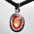 Naga Eye Leklai Lucky Stone Pendant Wealth Magic Orange Oval Thai Amulet #16512