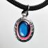 Naga Eye Leklai Magic Stone Pendant Wealth Fortune Blue Oval Thai Amulet #16516