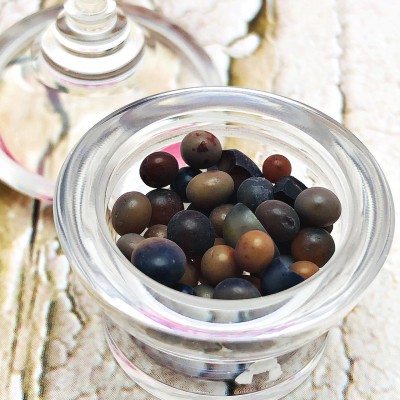 Sarira Relic Holy Sacred Buddha Stupa Centipede Brown Mixed Thai Amulet #16521 LARGE TURQUOISE BROWN