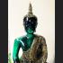 SEATED EMERALD BUDDHA STATUE RAINY MEDITATION AMULET GREEN OLD GOLD LARGE 9"