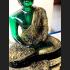 SEATED EMERALD BUDDHA STATUE RAINY MEDITATION AMULET GREEN OLD GOLD LARGE 9"