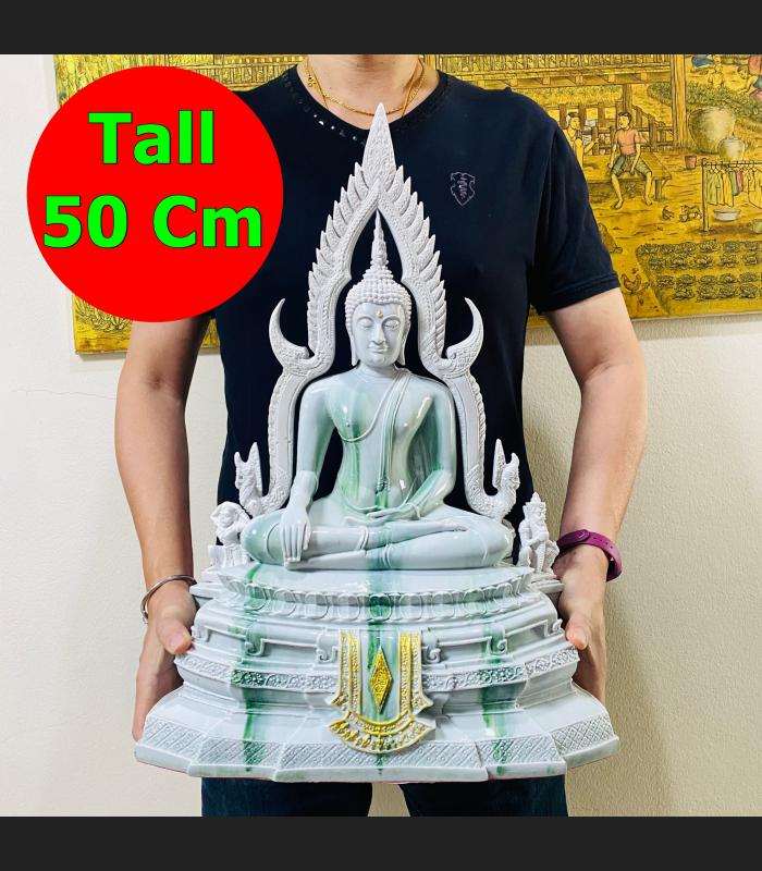 Jumbo Large Buddha Statue Marble Fiber Glass Chinnaraj 50cm Thai Amulet #16528