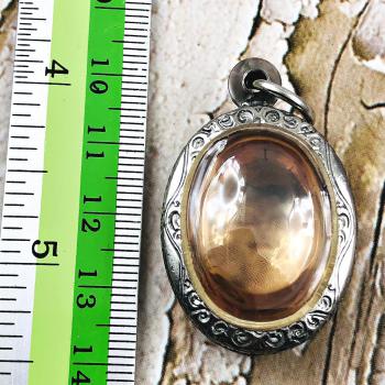 Naga Eye Leklai Magic Lucky Netural Stone Pendant Toffy Orange Thai Amulet 16531