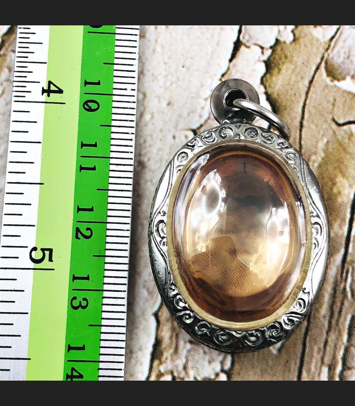 Naga Eye Leklai Magic Lucky Netural Stone Pendant Toffy Orange Thai Amulet 16531