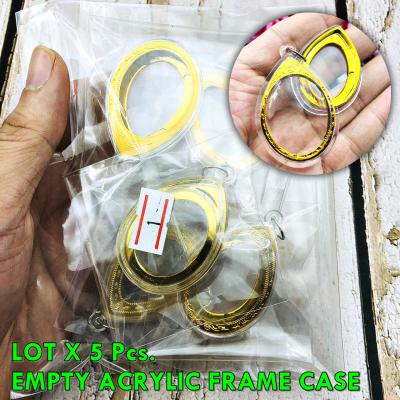 LOTX5 BLANK EMPTY ACRYLIC FRAME CASE THAI AMULET 2IN1 GOLD OVAL MEDAL 4CM