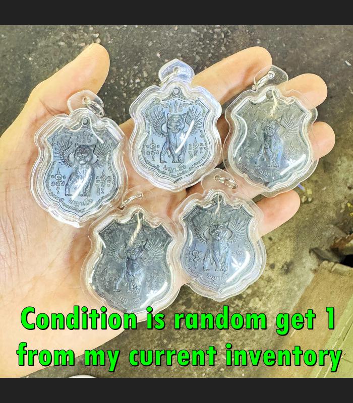 Waterproof Flying Tiger Large Wing Survival Lp Chanai Black Thai Amulet #16562
