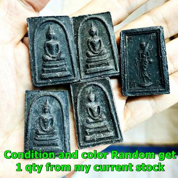 Somdej Behind Walking Sivali Gold 18k Case Kuay Be2515 Black Thai Amulet #16565