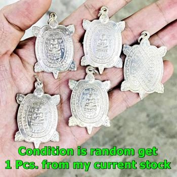 Turtle Sukjai Sankajai Happy Buddha Lp Liew Be2537 White Alloy Thai Amulet 16566