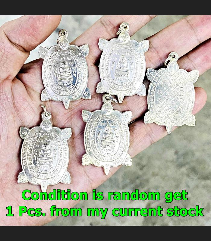 Turtle Sukjai Sankajai Happy Buddha Lp Liew Be2537 White Alloy Thai Amulet 16566