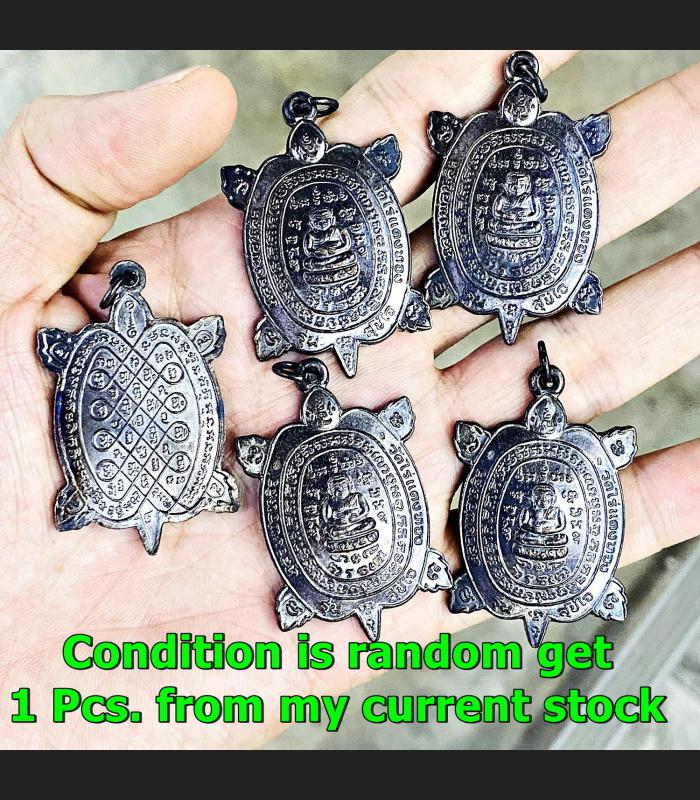 Turtle Sukjai Sankajai Happy Buddha Lp Liew Be2537 Nawa Black Thai Amulet #16567