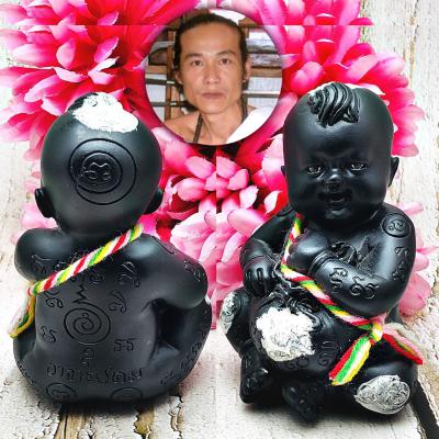 Guman Lukthep Boy Magic Wealth Gambling Money Kom Black Be2551 Thai Amulet 16568