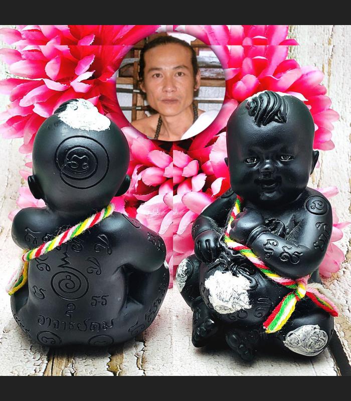 Guman Lukthep Boy Magic Wealth Gambling Money Kom Black Be2551 Thai Amulet 16568