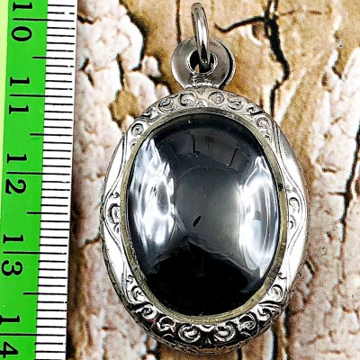 Naga Eye Leklai Magic Lucky Protect Stone Pendant Toffy Black Thai Amulet #16571