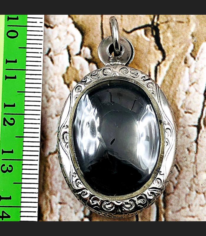 Naga Eye Leklai Magic Lucky Protect Stone Pendant Toffy Black Thai Amulet #16571