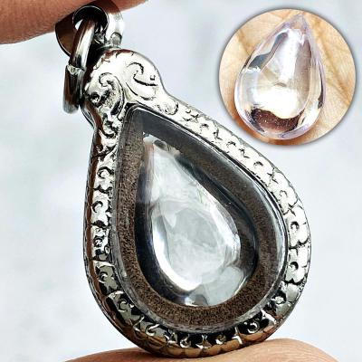 Leklai Naga Eye Magic Stone Lucky Health Wealth Teardrop Clear Thai Amulet 16579