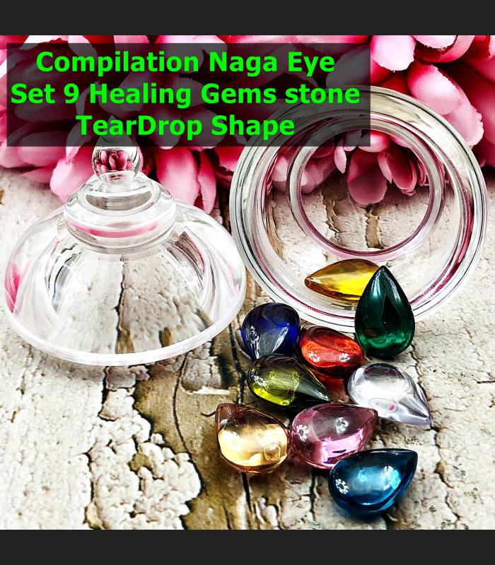 Lot X9pcs Naga Eye Leklai Magic Wealth Fortune Teardrop Stupa Thai Amulet #16581