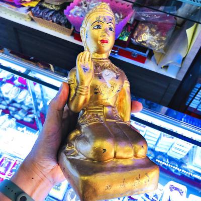 LARGE NANGKWAG CLASSIC CLAY STATUE GOLDEN LADY BECKON SPIRIT THAI AMULET LP YAM BE2540