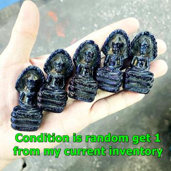 Leklai Kotipe Black Shine Mekaphat Buddha Naga Protection Rich Thai Amulet 16607