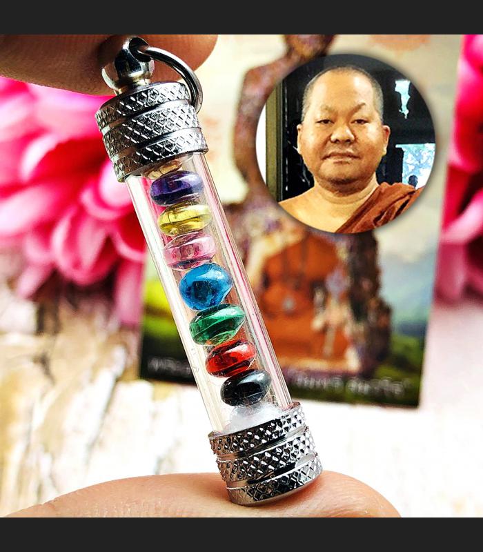 Leklai Naga Eye Crystal Tube Complitition Set9 Color Immortal Thai Amulet #16628 HEALING TAKUD