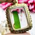 Empty Frame Case Gold Plated Diamond Colored Parn Square 3cm Thai Amulet #16638
