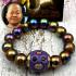 Leklai Rainbow Bracelet Gold Magnetic Healing Somporn Purple Thai Amulet #16651