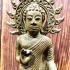 ANCIENT ART GODDESS GREEN BRONZE STATUE 19TH BUDDHA SUN DVARAVATI STANDING