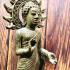 ANCIENT ART GODDESS GREEN BRONZE STATUE 19TH BUDDHA SUN DVARAVATI STANDING