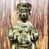 ANCIENT CROWN KHMER MALE STOPING DEITY BRONZE SITTING FIGURE STATUE VINTAGE GREEN SKIN THAI AMULET HEALING FORTUNE