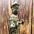 Antique Crown Khmer Buddha Stop Evil Deity Bronze Figure Statue Green Art #16687