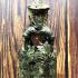 Antique Crown Khmer Buddha Stop Evil Deity Bronze Figure Statue Green Art #16687