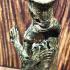 Antique Crown Khmer Buddha Stop Evil Deity Bronze Figure Statue Green Art #16687