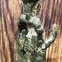 Antique Crown Khmer Buddha Stop Evil Deity Bronze Figure Statue Green Art #16687