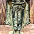 ANCIENT CROWN KHMER MALE STOPING DEITY BRONZE SITTING FIGURE STATUE VINTAGE GREEN SKIN THAI AMULET HEALING FORTUNE