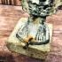 Antique Crown Khmer Buddha Stop Evil Deity Bronze Figure Statue Green Art #16687