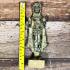 ANCIENT CROWN KHMER MALE STOPING DEITY BRONZE SITTING FIGURE STATUE VINTAGE GREEN SKIN THAI AMULET HEALING FORTUNE