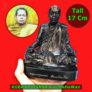 LARGE BRONZE MONK BUCHA STATUE THAI AMULET KUBA KRITSANA WATMAHAWAN BE2561