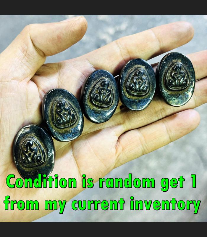 Jumbo Leklai Kotipe Black Mekaphat Pidta Closed Eye Guardian Thai Amulet #16704