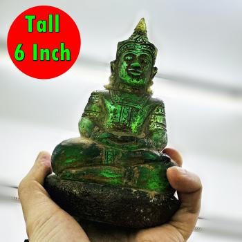 Buddha Statue Crystal Leklai Naga Eye Stone Green Armor KruHod Thai Amulet 16713