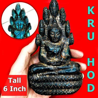 LARGE BUDDHA STATUE CRYSTAL LEKLAI NAGA EYE HEALING THAI AMULET HIN KRUHOD AQUA NAKPOG