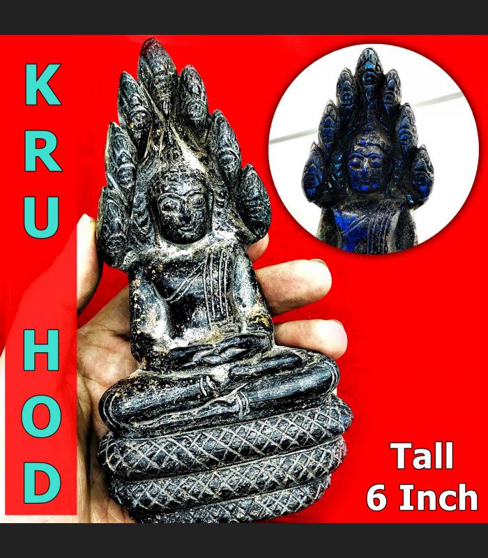 LARGE BUDDHA STATUE CRYSTAL LEKLAI NAGA EYE HEALING THAI AMULET HIN KRUHOD PURPLE NAKPOG