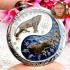 Enamel Yinyang Tiger Cut Head Guardian Protection Chanai Blue Thai Amulet #16723