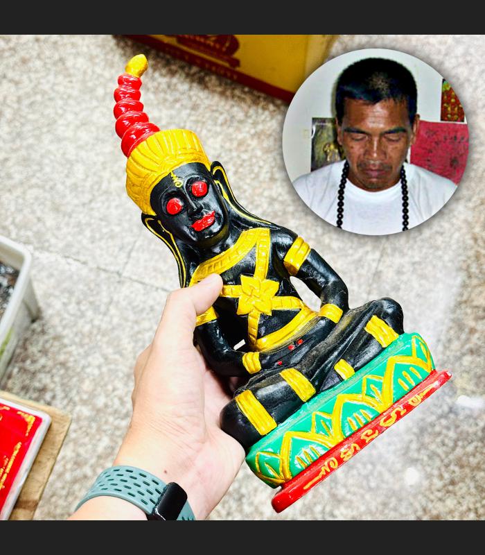 NGAN NGUNG WRITING ALPHABET WOODEN STATUE GAMBLING LUCK THAI AMULET AC SARENG MENGSURIN