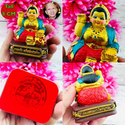 Statue Lady Beckon Money Richly Kuba Ariyachat Lucky Tall 8cm Thai Amulet #16728