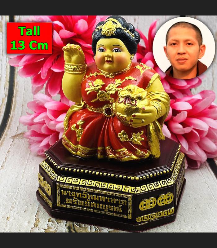 Statue 13cm Lady Beckon Money Richly Kb Ariyachat Money Lucky Thai Amulet #16729