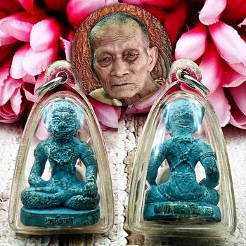 Green Money Rich Master Phapirab Giant Hermit Lp Kalong Be2550 Thai Amulet 16736